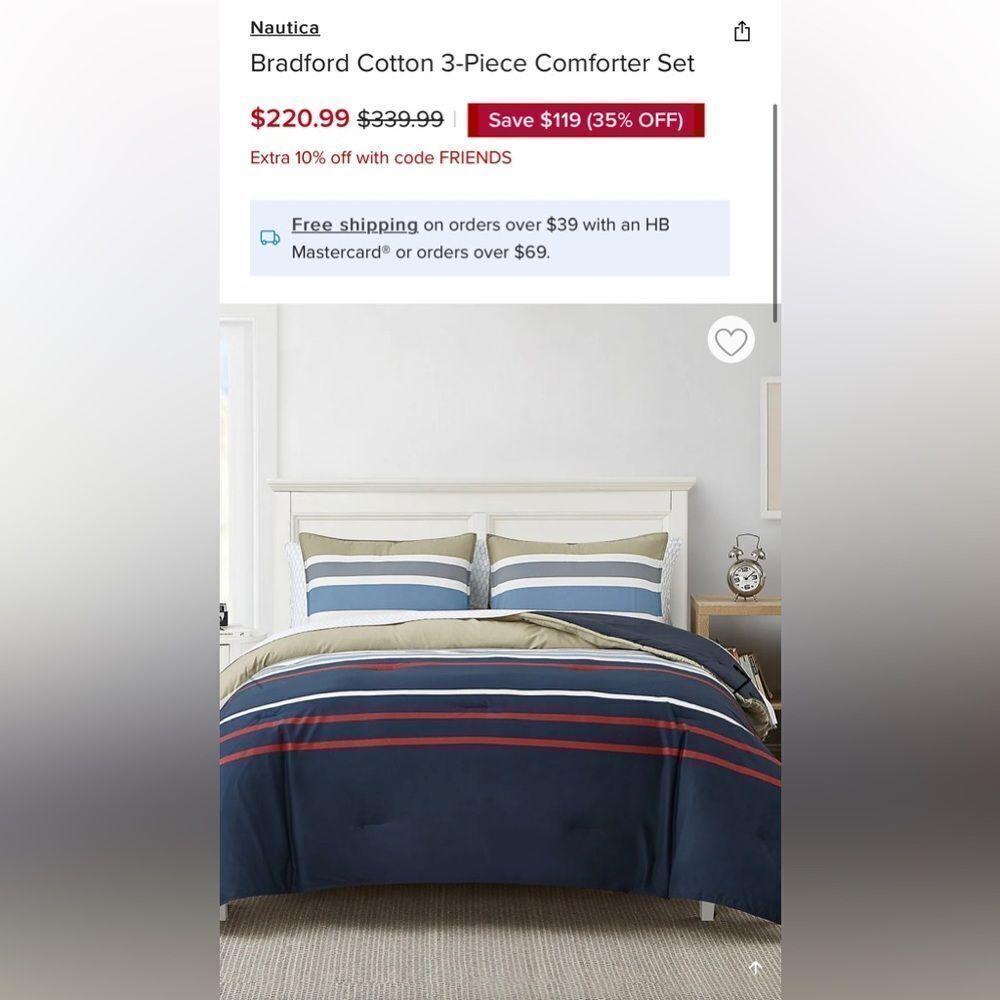 Nautica
Bradford Cotton 3-Piece comforter Set. NEW💎